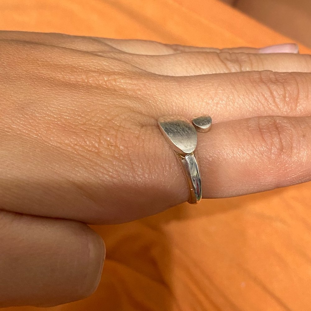 Silver Adjustable Oval Double Ring - image 6